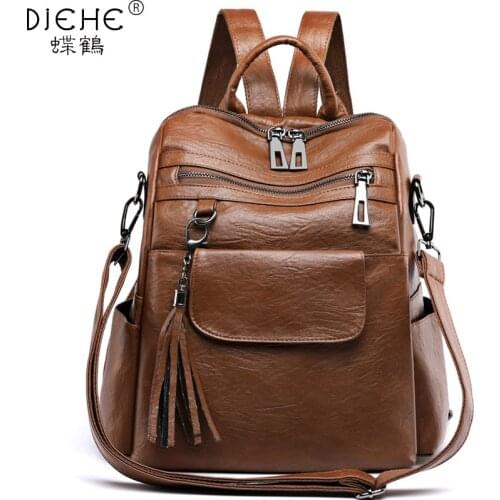 Women Backpack PU Leather Fashion Casual Tassel Bags High Quality Female Shoulder Bag Large Capacity School Backpacks for Girls