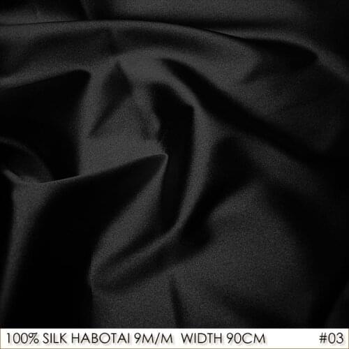 100% Pure Mulberry Silk HABOTAI 90cm width 9momme Silk Yarn Fabrics Batik Painting DIY Patchwork Fabric Sewing Clothe Black NO03