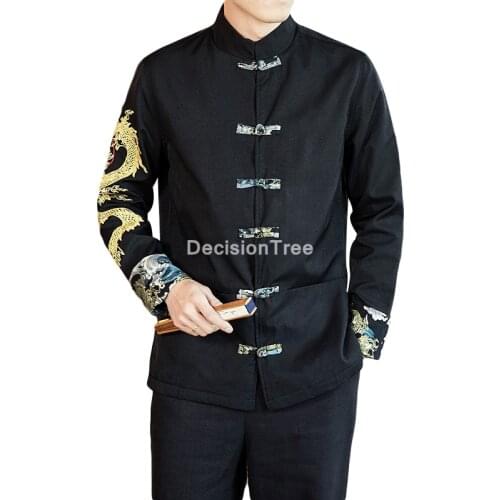 2021 traditional chinese clothing for men tops blouse tang suit china style casual long sleeve mens shirt kung fu tang shirt