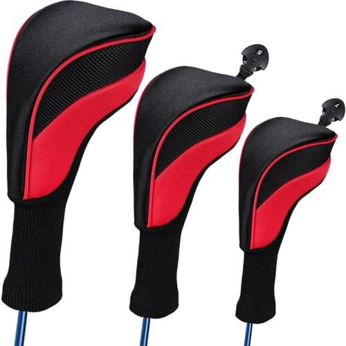 3Pcs Long Neck Golf Club Head Covers Wood Driver Protect Headcover Number Tag Fairway Golf Putter Cover Headcovers Accessories