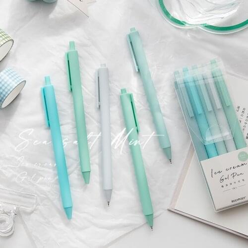 5pcs Ice Cream Gel Pen Set Sweet Summer Limited Color Design 0.5mm Ballpoint Black Ink Writing Office School Supplies A6264