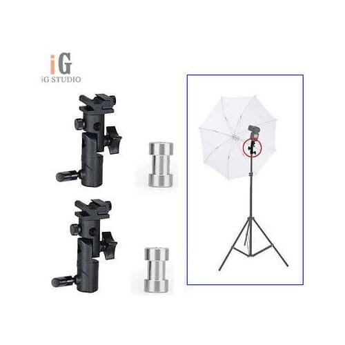 5 in1 2pcs Swivel Flash hot shoe umbrella holder bracket E + 2pcs 1/4"Female-3/8"Female spigot + 1pcs 33 flash umbrella