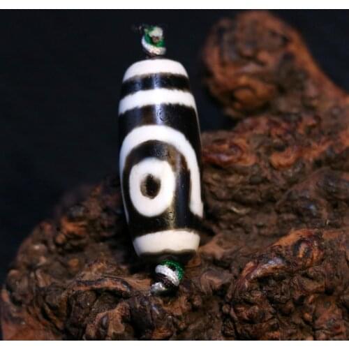 AL Treasure Magic Power Tibetan old Agate 2 EYE dZi Bead Amulet Pendant Talisman Timestown UPD21Asw
