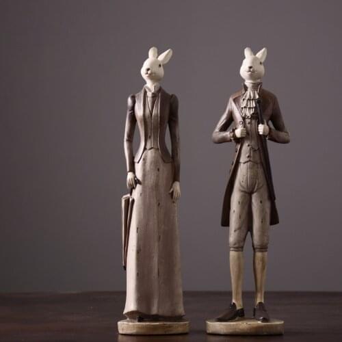 American village style home furnishing decoration resin craft hand made Lovers rabbit luxury wedding present Wedding gifts