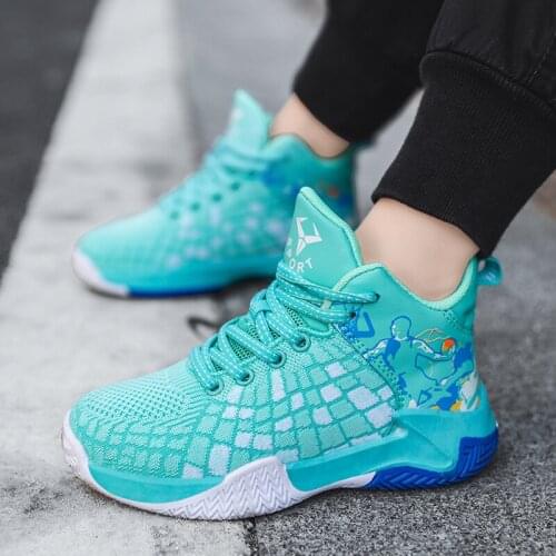 2021 Boys Brand Mesh Basketball Shoes Kids Sneakers Thick Sole Non-slip Children Sports Shoes Child Toddler Basket Trainer Shoes