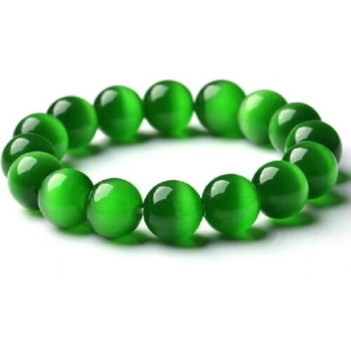 Natural Green Opal Stone Balls Bracelet & Bangle Ladies Brief Single Layer Beads Rosary Wristband Hand Chain For Women