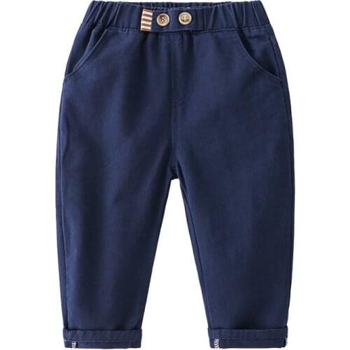 2 Buttons Elastic Waist Boys Cargo Pants Fall Clothes For Kids Toddler Summer Trousers Clothes
