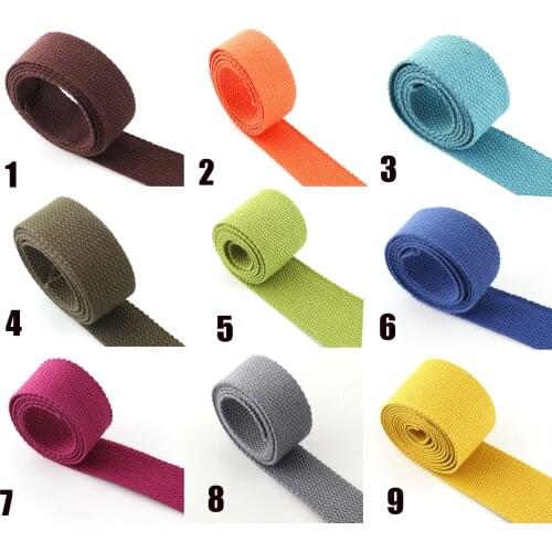 Colorful cotton Webbing 25mm Bag strap Pure color Canvas Belt Strap Dog collar Polyester sewing Bag Leash