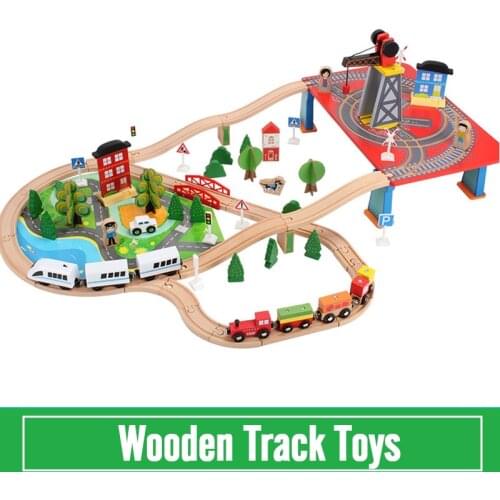 88 PCS/SET Wooden Railway Train Toys Set Stanard Electrionic Train Head Track Blocks For Children Kids Birthday Gift