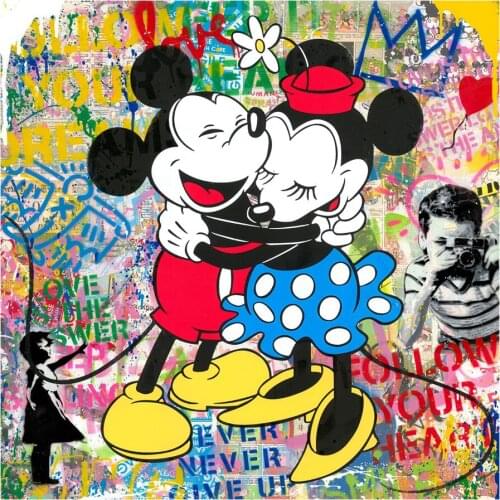 Disney Mickey Mouse Graffiti Art Paintings on the Wall Art Posters and Prints Banky Art Canvas Pictures Home Decoration Cuadros
