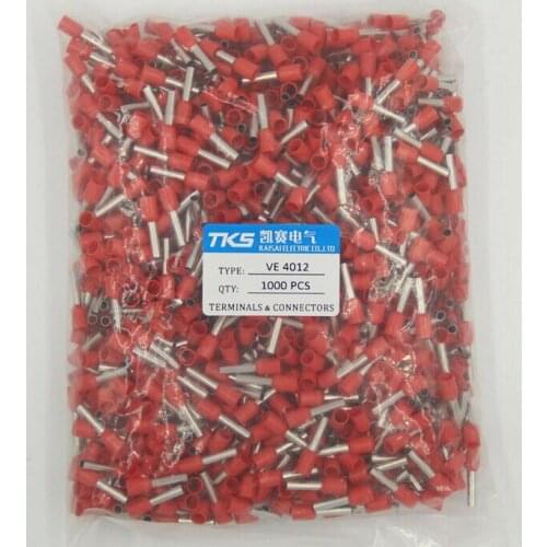 E4012 INSULATED BOOTLACE FERRULE TERMINAL ( FOR 2.5mm2 cable) crimp connector any colour