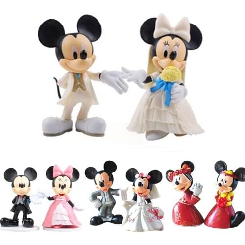 2pcs/Set 8-14cm Minnie Mickey Mouse Donald Duck Wedding Party Decoration PVC Action Figure Mini Model Toys Kids Gifts Briquedos
