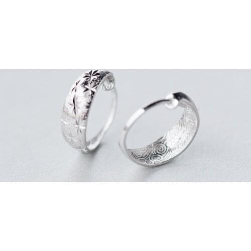 MloveAcc Elegant 925 Sterling Silver Star Pattern Sweet Female Hoop Earrings Classic S925 Silver Women Earrings