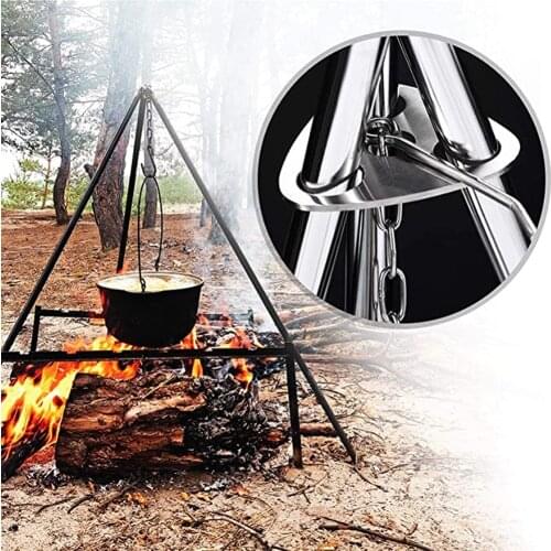 Picnic Outdoor Tools Camping Tent Travel Hiking Survival Tourism Bushcraft Barbecue Tripod Bonfire Hanging Pot Stainless Steel