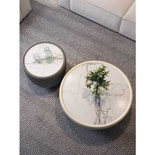 Italian light luxury style slate coffee table living room home small household type simple circular port-style furniture