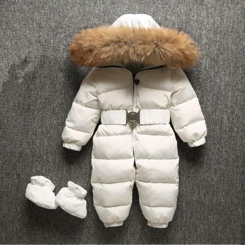 2019 Baby Boys Rompers Duck Down Winter Thick Girls Jumpsuits Warm Fur Childrens Snowsuit Overalls Winter Children Clothes