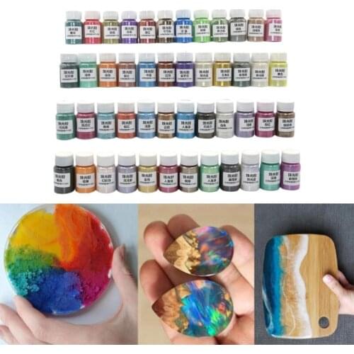 48Colors Cosmetic Grade Pearlescent Natural Mica Mineral Powder Epoxy Resin Dye Pearl Pigment DIY Jewelry Crafts Making dropship