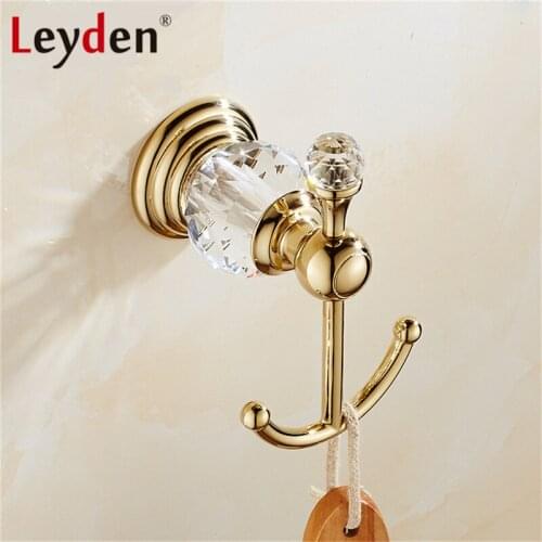 Leyden Hot Luxury Crystal Silver/ Gold Robe Hook Hangings Towel Rack Clothes Hooks Wall Mounted Gold Hanger Bathroom Accessories