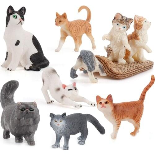 Kitten Toy Mini Children Education PVC Simulation Cat Model Ornament for Home