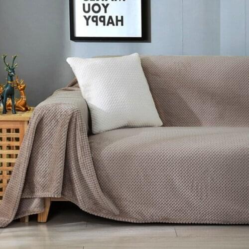 Multifunctional Sofa Cushion Bed Soft Soft Flannel Blanket Solid Pink Blue Coral Fleece Mink Throw Sofa Cover Bed Cover Fluffy