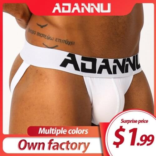 ADANNU Brand Underwear Sexy Gay Jockstrap Men Thongs Breathable Male Panties Cueca Tanga Ropa Interior Hombre Erotic Sissy