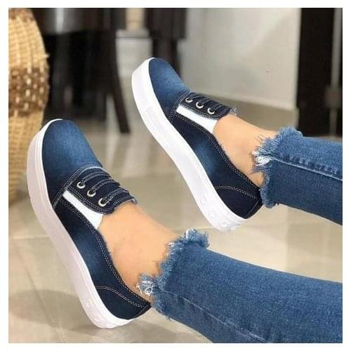 New Women Flat Shallow Loafers Canvas Shoes Fabric Female Casual Shoes Comfortable Breathable Ladies Sewing lace up shoes