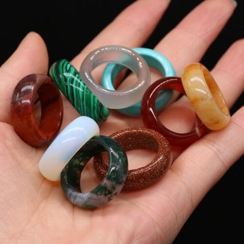 New High Quality Natural Semi-precious Stone Popular Fashion Ring Mixed Color 12/box Handmade Jewelry DIY Men and Women Can Wear