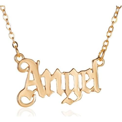 FSUNION New Arrival Hot Angel Necklace English Letter Pendants Necklace For Mom Lovers Girlfriend Jewelry 2020 Fashion Gift