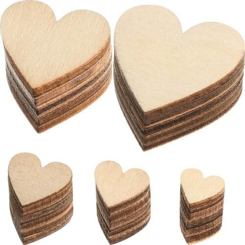 New 100 Pieces Unfinished Wooden Heart Slices Blank Wood Slices for Christmas, Wedding, Valentine, DIY Supplies