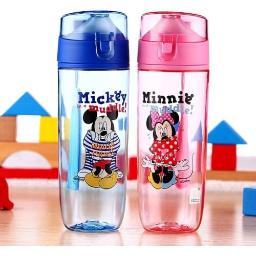 Disney cartoon cute children plastic drink cup kindergarten baby with rope portable shatter-resistant leak-proof hand summer cup