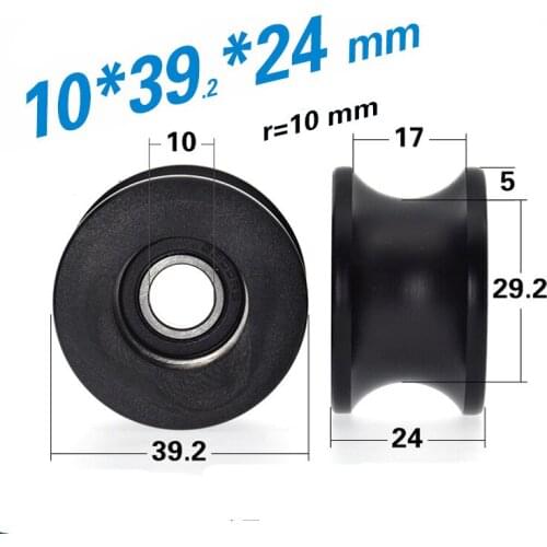 2pcs 6900RS bearing big U groove pulley wheel POM coated U slot roller for 20mm diameter track R10 guide wheel 10x39 x24mm