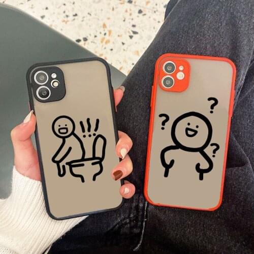 Funny Spoof Pattern Clear Phone Case For iPhone 11 12 Pro MAX XS SE20 XR 8 7 6 Plus Shockproof Hard Cover Matte Originality Capa