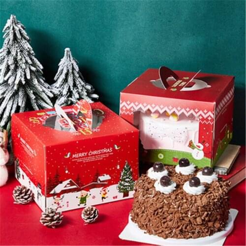 Christmas Cake Box Swiss Roll Boxes Dessert Doggy Biscuits Bag Birthday Packing Box Christmas Eve Baking Tool Cream Cupcake Box