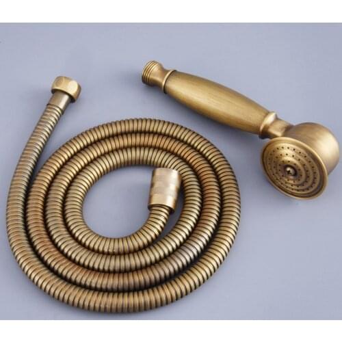 Antique Brass Telephone Hand Held Shower Head & 1.5 m Hose Water Saving Handheld Sprayer Shower Set Nhh119