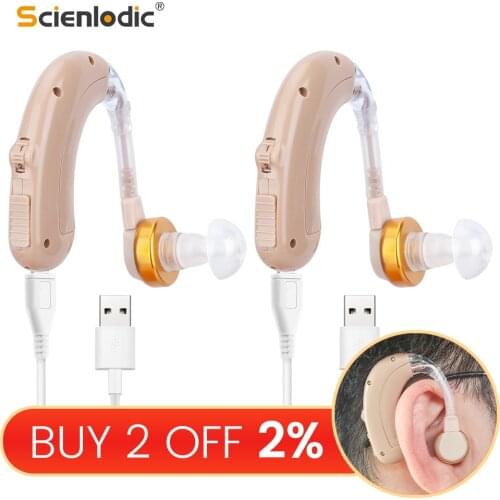 BTE Hearing Aids Ear USB Rechargeable Hearing Aid Hearing Amplifier Adjustable Tone Hearing Device for Elderly Sound Amplifier
