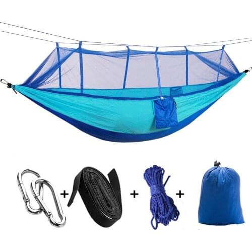 Outdoor 260*135cm Portable High Strength Parachute cloth hammocks Camping sleeping bag Mosquito Nets Siesta bed Hanging hammock