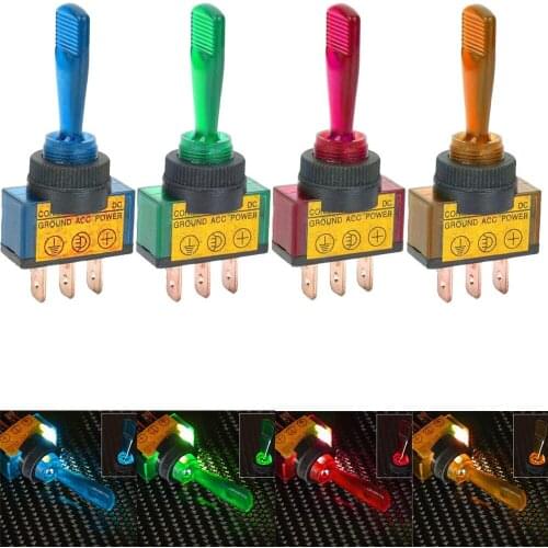 EE support Universal Car Accessories 4 Pcs Colors Mixed 12V 20Amp 20A LED OFF/ON SPST Toggle Rocker Switch
