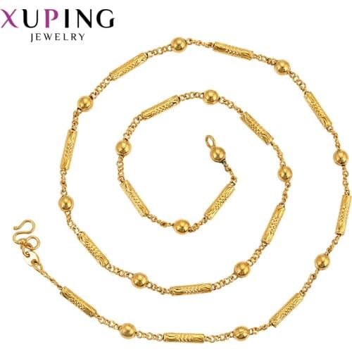 Xuping Elegant Romantic Necklace Pure Gold Color Plated Long Necklace for Women and Man Chain Jewelry Party Gifts 45673