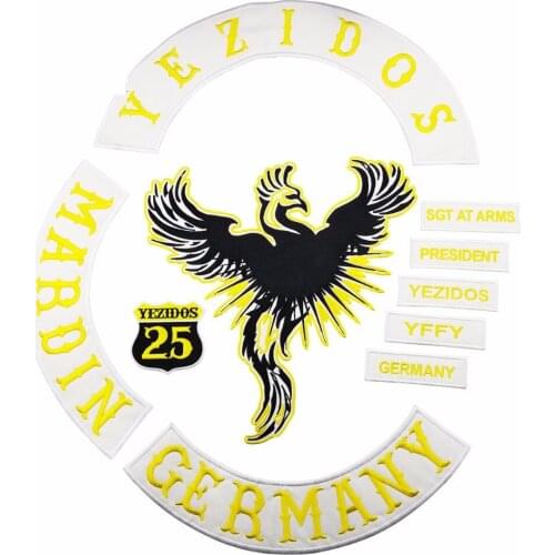 Yezidos Mardin Germany Embroidery Patch Iron on Backing Badge Craft for Clothing DIY Appliqued Biker Vest Accessories Decoration