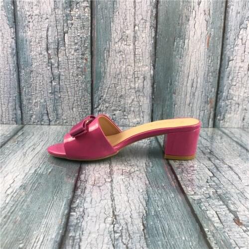 Kmeioo US Size 5-15 Fashion Ladies Shoes Bowtie Sandals Block Heel Mule Sipper Slip On Mules Dress Casual Woman Shoes 5.5CM
