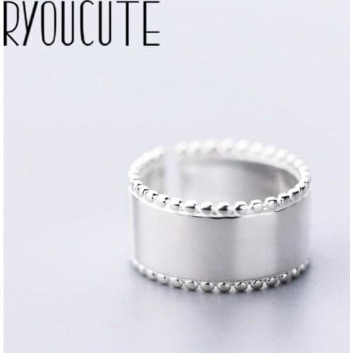 Fashion Bijoux Silver Color Large Smooth Finger Rings for Women Gift Ladies Adjustable Size Antique Rings Anillos