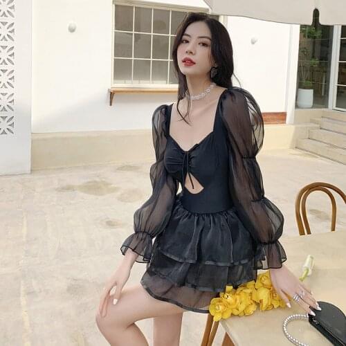 Swimwear For Women Separate Swimsuit 2021 May Female Beach Plus Size Summer New Cover One Piece Skirt Korean Hot Print Polyester