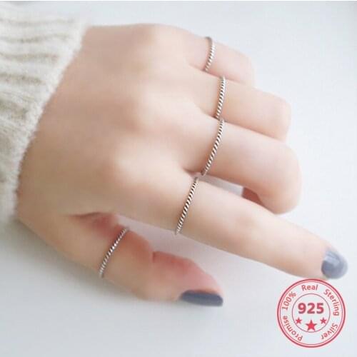 Factory Price 100% 925 Silver Ring Fashion Minimalism Delicate Twist Ring Fine Jewelry for Female