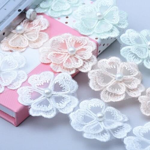 1 jarda/lote) 40mm Lace Four-leaf Clover Petal embroidery Lace 4CM Lace Fabric Ribbon Lace Trim Ribbon DIY Lace For Crafts