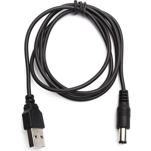 1m USB to DC 5V Power Cable 5.5 2.1mm Barrel Jack Adapter Connector for HUB Splitter, LED Lights, Router, Fan, Speaker Etc
