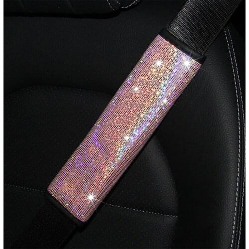 1Pcs Sparkling Soft Car Seat Belt Shoulder Pads Bling Rhinestone PU Seat Belt Shoulder Protect Pad Cover Cushion