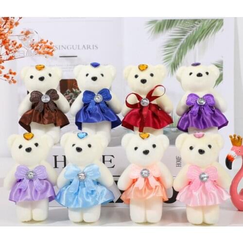 10PCS Best Selling New Ice Cream Bear Cartoon Bubble Bear Bouquet Doll Wedding Flower Bouquet Decoration Plush Toy 12cm