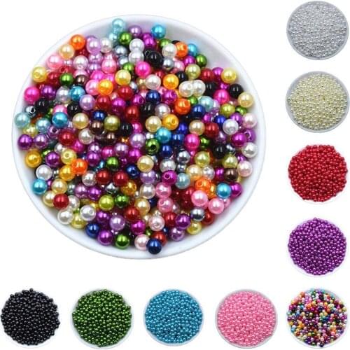 100/50pcs/bag With Hole Imitation Pearl Beads 6/8MM Round Plastic Acrylic Spacer Bead for DIY Jewelry Making Findings