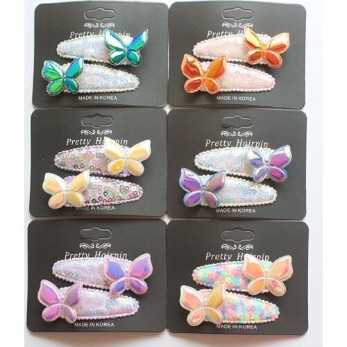 12pairs/lot Shining Glitter Floral Shape Kid Hairpin Modish Girls Butterfly BB Hair Clip Multicolor Girls Hair Grip 24pcs Clips