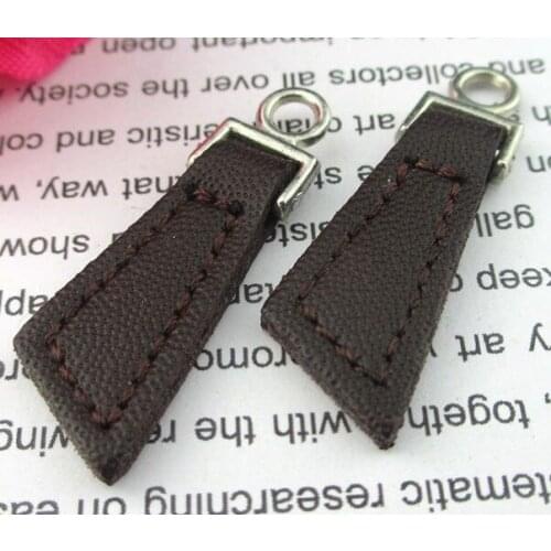 20pcs leather Zipper Pull black* Zip Puller*Zip Fastener*zip slider*zipper replacement free shipping
